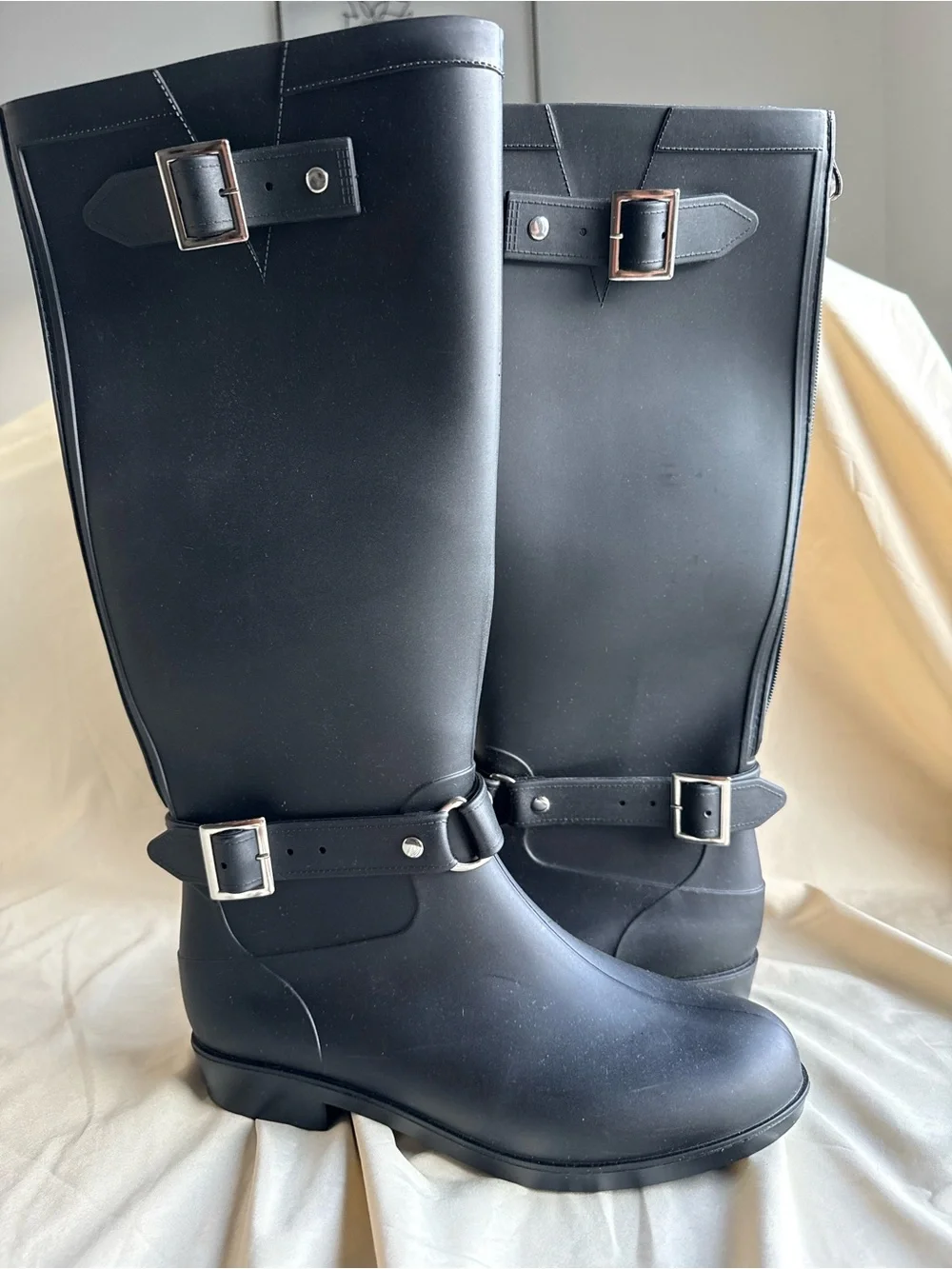 Princess Polly Elvera‎ Buckle Detail Rubber Gumboots Black Size 8